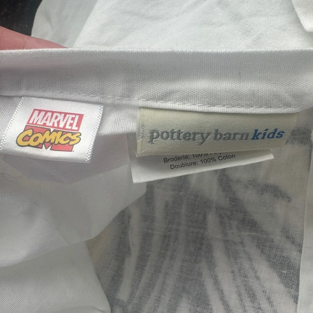 Pottery Barn Kids Marvel Comics Thor Embroidered Pillow Sham White 20x20 Square
